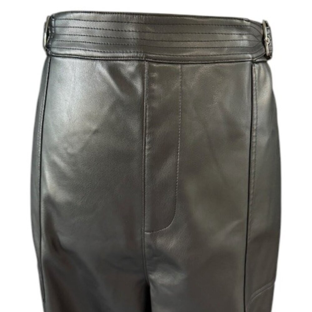 Bar III Faux-Leather Pants Black Adjustable Waist Wide Leg Pocket XL MSRP$99 NWT - Picture 4 of 14